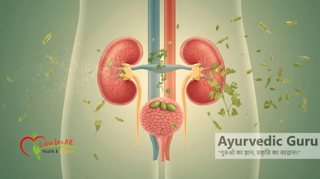 UTI और बैक्टीरियल इंफेक्शन कम होते हुए मानव मूत्र मार्ग का चिकित्सा चित्र।